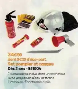 King Jouet Playmobil - set pompier et casque dès 3 ans - 861004 offre