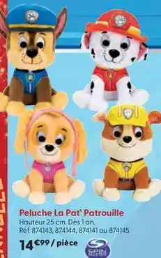La Grande Récré Spin master - peluche la pat' patrouille offre