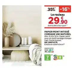 Leroy Merlin Dim - papier peint intissé cordage uni naturel offre