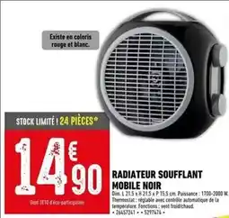 Batkor Dim - radiateur soufflant mobile noir offre