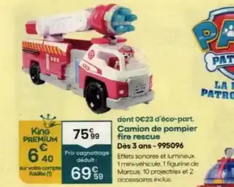 King Jouet King - camion de pompier fire rescue dès 3 ans offre