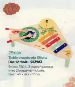 King Jouet Dim - table musicale gioia des 12 mois - 983983 offre