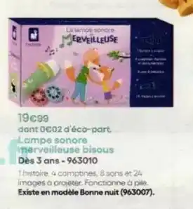 King Jouet Lampe sonore nerveilleuse bisous dés 3 ans-963010 offre