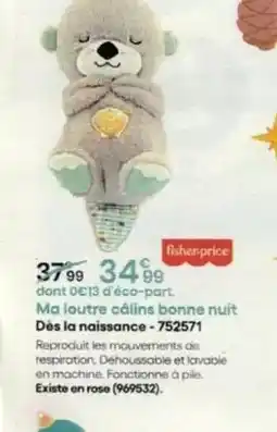 King Jouet Ma loutre câlins bonne nuit des la naissance 752571 offre