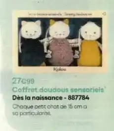 King Jouet Coffret doudous sensoriels dès la naissance - 887784 offre
