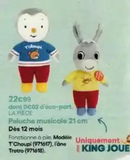 King Jouet King - peluche musicale 21 cm dès 12 mois offre