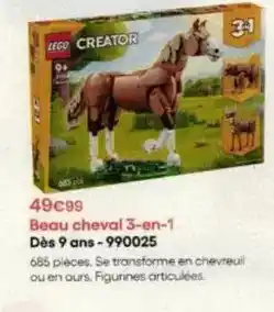 King Jouet Lego - beau cheval 3-en-1 dès 9 ans offre