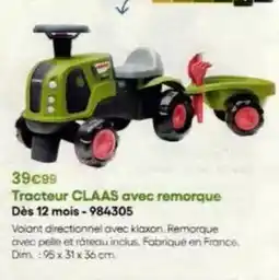 King Jouet Playmobil - tracteur claas avec remorque dès 12 mois - 984305 offre