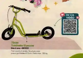 King Jouet Trottinette 12 pouces dès o gins-881222 offre