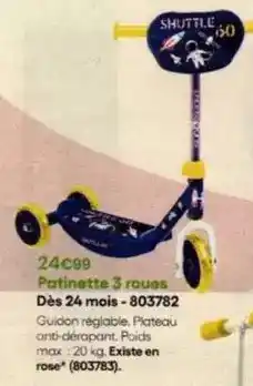 King Jouet Patinette 3 roues dès 24 mois-803782 offre