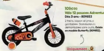King Jouet Vélo 12 pouces adventu dès 3 ans-809853 offre