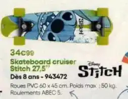King Jouet Stitch - skateboard cruiser 27.5 dès 8 ans-943472 offre