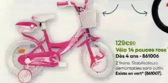 King Jouet Vélo 14 pouces rose dès 4 ans-861006 offre