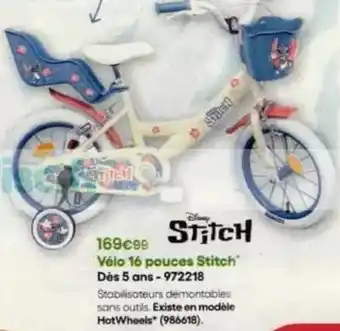 King Jouet Stitch - vélo 16 pouces dès 5 ans-972218 offre