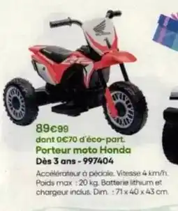 King Jouet Porteur moto honda des 3 ans-997404 offre