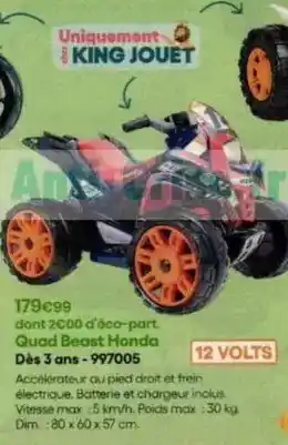 King Jouet Quad beast honda offre