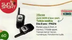 King Jouet King - talkie-walkie dès 8 ans-914216 offre