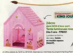King Jouet King - tente lumineuse rose offre