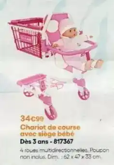 King Jouet Dim - chariot de course avec siege bébé offre