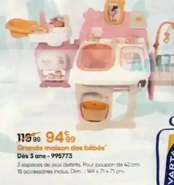 King Jouet Dim - grande maison des bébés offre