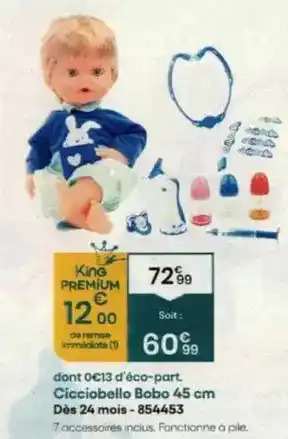King Jouet King - cicciobello bobo 45 cm offre
