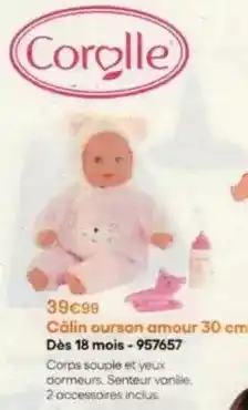 King Jouet Corolle - calin ourson amour 30 cm dès 18 mois 957657 offre