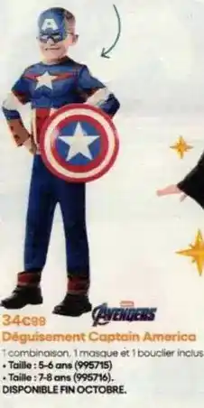 King Jouet Marvel - déguisement captain america offre