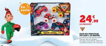 Super U Pack de 5 vehicules die-cast 1: 64 marvel offre