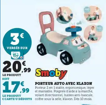 Super U Porteur auto avec klaxon offre
