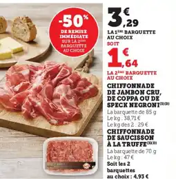 Super U NEGRONI Chiffonnade de jambon cru, de coppa ou de speck offre