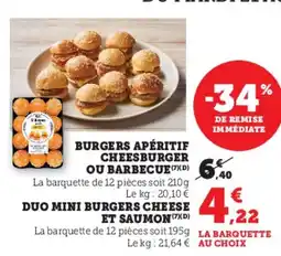 Super U Burgers apéritif cheesburger ou barbecue offre