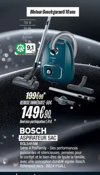 Blanc Brun BOSCH Aspirateur sac BGLS4FAM offre