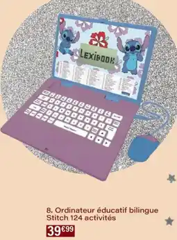 Monoprix Ordinateur éducatif bilingue stitch 124 activités offre