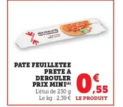 U Express Pate feuilletee prete a derouler prix mini offre