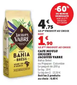 U Express JACQUES VABRE Cafe moulu origine offre