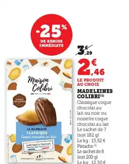 U Express COLIBRI Madeleines offre