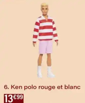 Monoprix Ken polo rouge et blanc offre