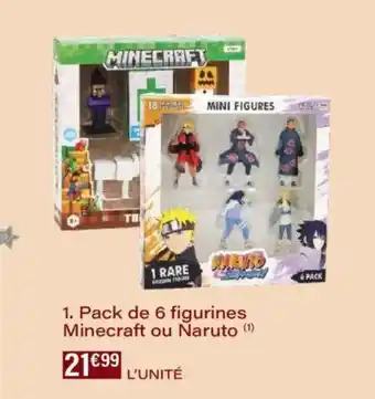 Monoprix Pack de 6 figurines minecraft ou naruto offre