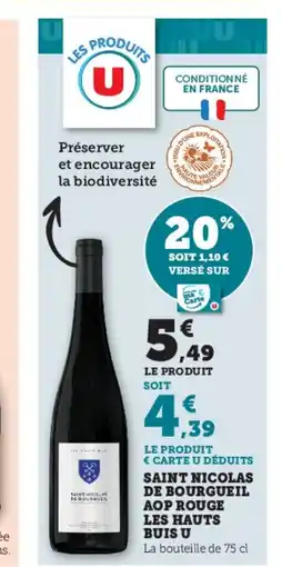 U Express Saint nicolas de bourgueil aop rouge les hauts buis u offre