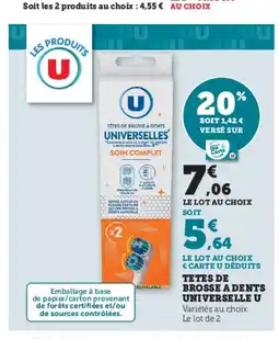 U Express Tetes de brosse a dents universelle u offre