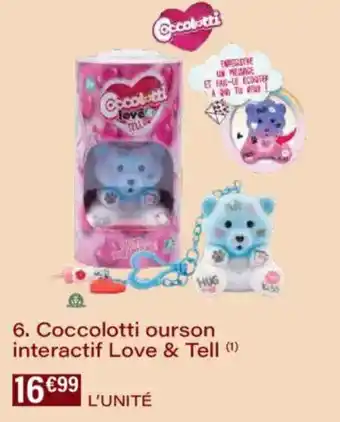 Monoprix Coccolotti ourson interactif love & tell offre