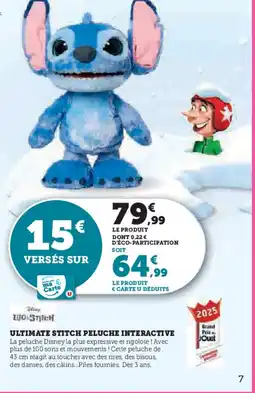 Hyper U Ultimate stitch peluche interactive offre