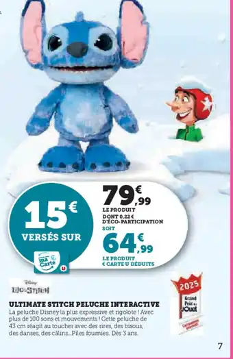Hyper U Ultimate stitch peluche interactive offre