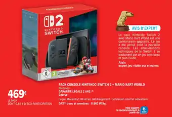 E.Leclerc Espace Culturel Pack console nintendo switch 2 + mario kart world offre