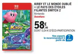 E.Leclerc Espace Culturel Kirby et le monde oublié + le pays des étoiles filantes switch 2 offre