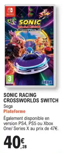 E.Leclerc Espace Culturel Sonic racing crossworlds switch offre