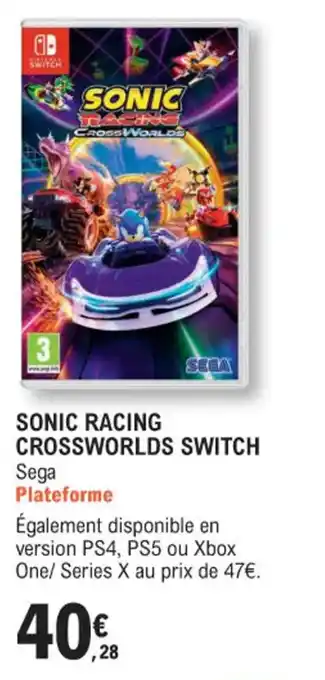 E.Leclerc Espace Culturel Sonic racing crossworlds switch offre