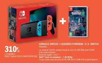 E.Leclerc Espace Culturel Console switch + légendes pokémon z-a switch offre