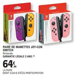 E.Leclerc Espace Culturel Paire de manettes joy-con switch offre