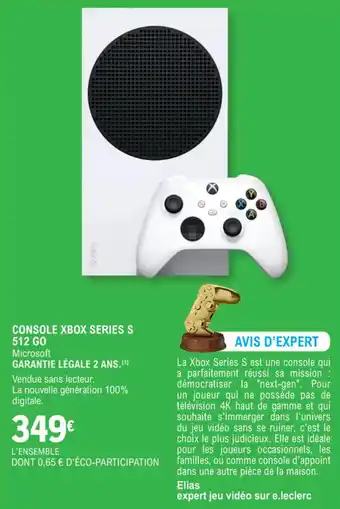 E.Leclerc Espace Culturel Console xbox series s 512 go offre